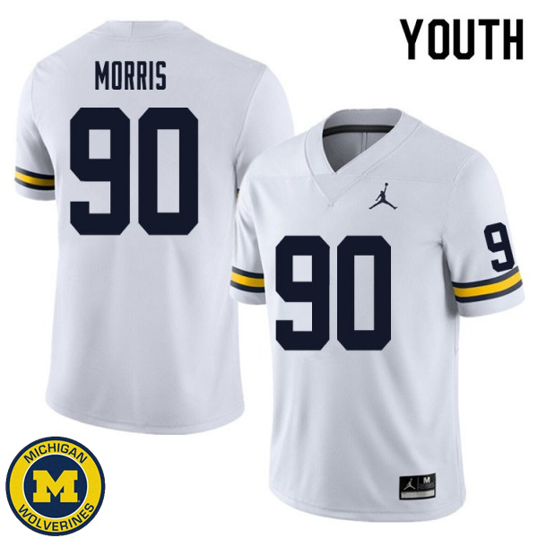 Youth Michigan Wolverines #90 Mike Morris White Player Football Jersey